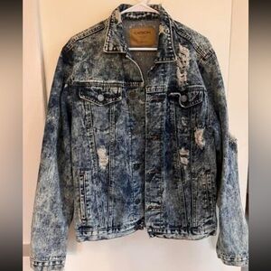 Carbon Distressed Acid-Wash Blue Denim Jacket